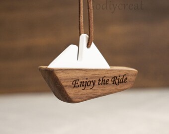 Personalized sailboat-shaped car charm, engraved with a car ornament, a birthday gift for Captain Dad.