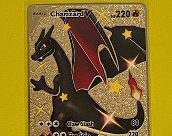 Black Charizard Pokemon Custom Metal Card/custom foil card/Dad/Fathers Day