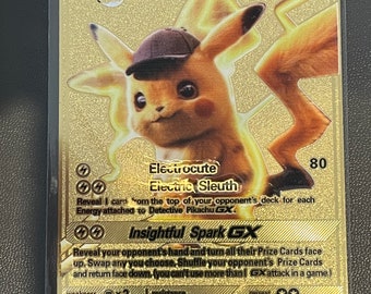 Pikachu Detective Pikachu GX | Pokemon Custom Metal Card  | Dad | Gift