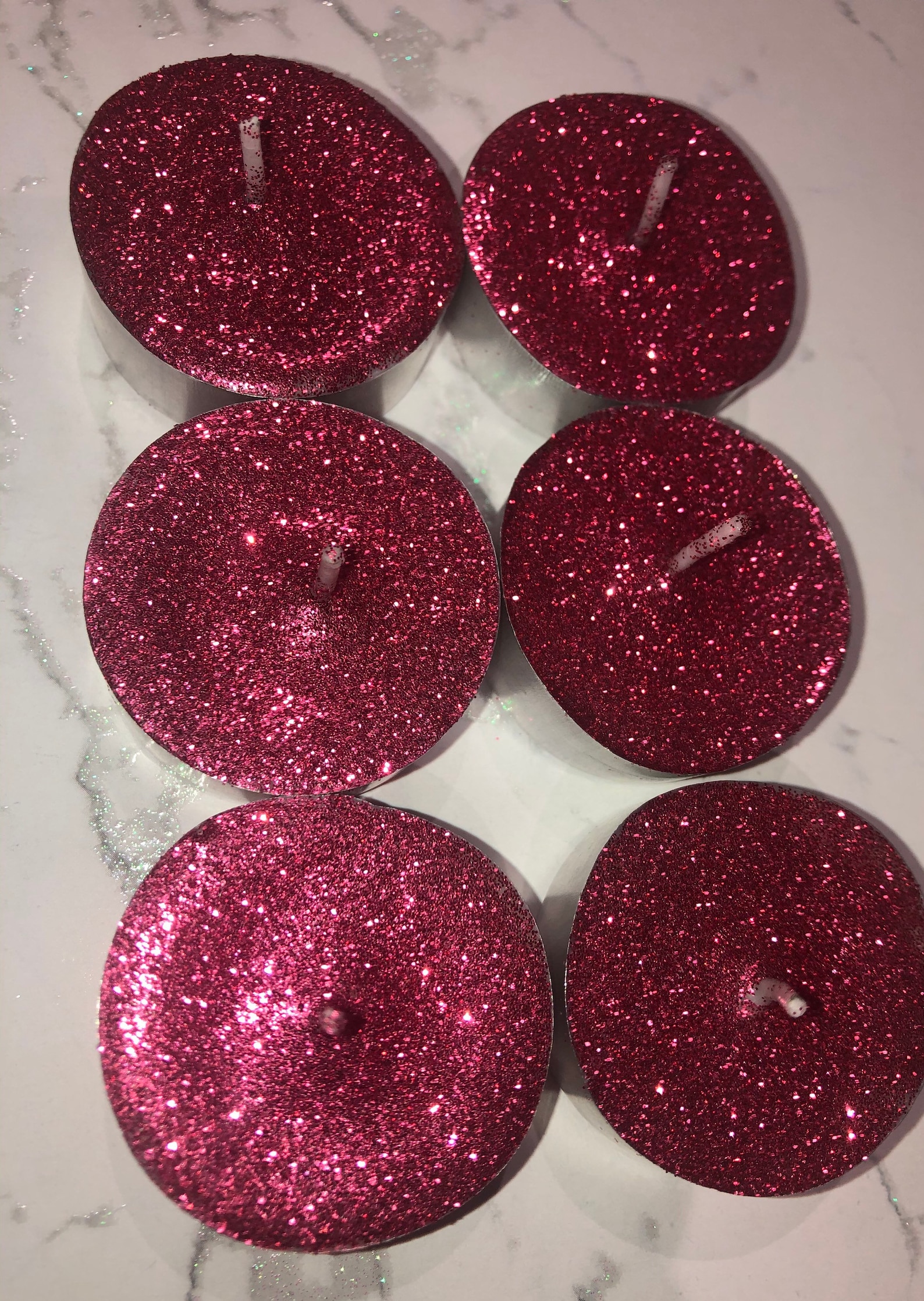 Glitter Tealights Fushia Pink Tea Lights Candle Melt Etsy Nederland