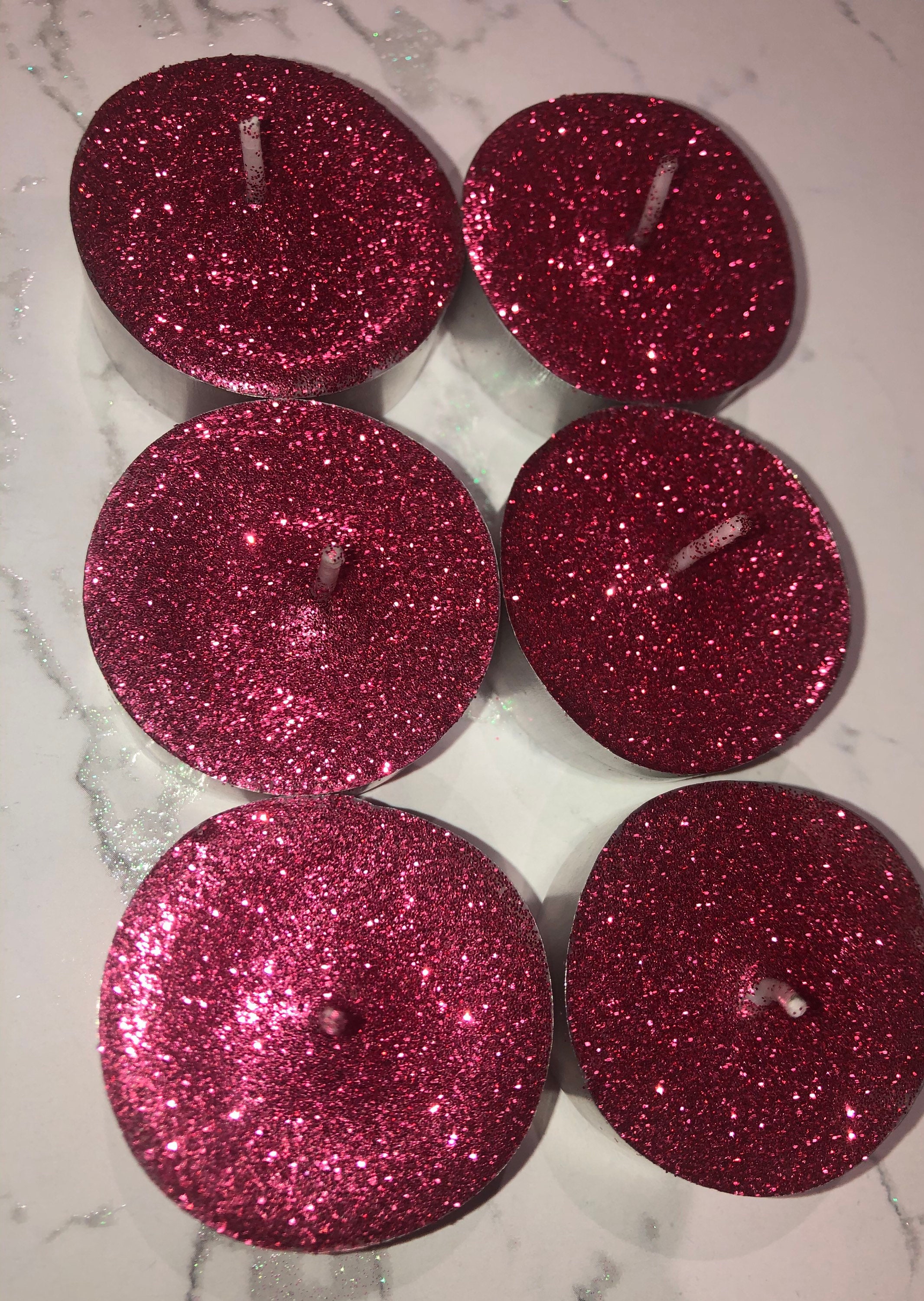 Glitter Tealights Fushia Pink Tea Lights Candle Melt Etsy Nederland
