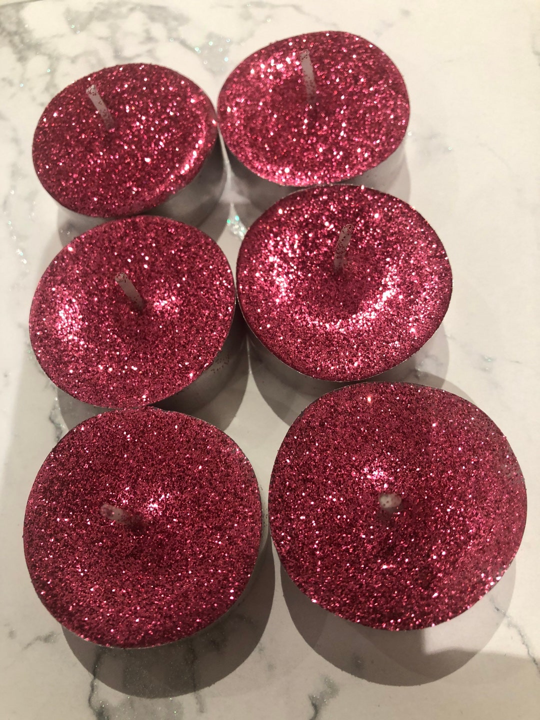 Glitter Tealights Fushia Pink Tea Lights Candle Melt Etsy Nederland