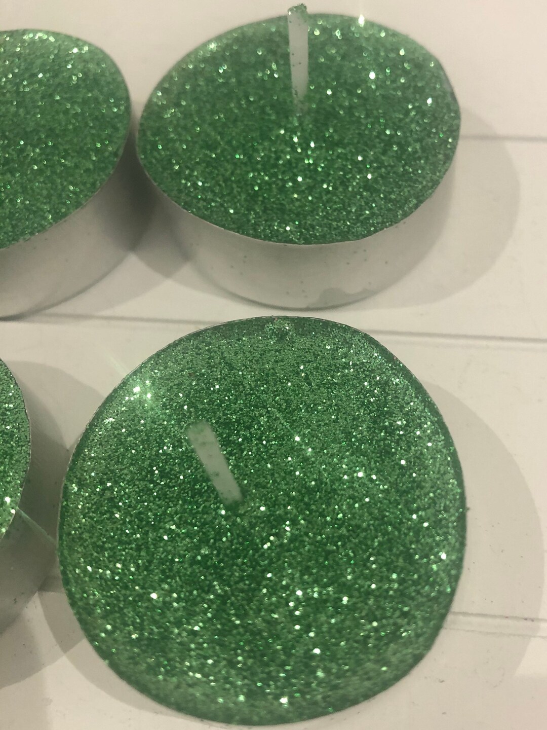 Glitter Tealights Green Tea Lights Candle Melt Etsy