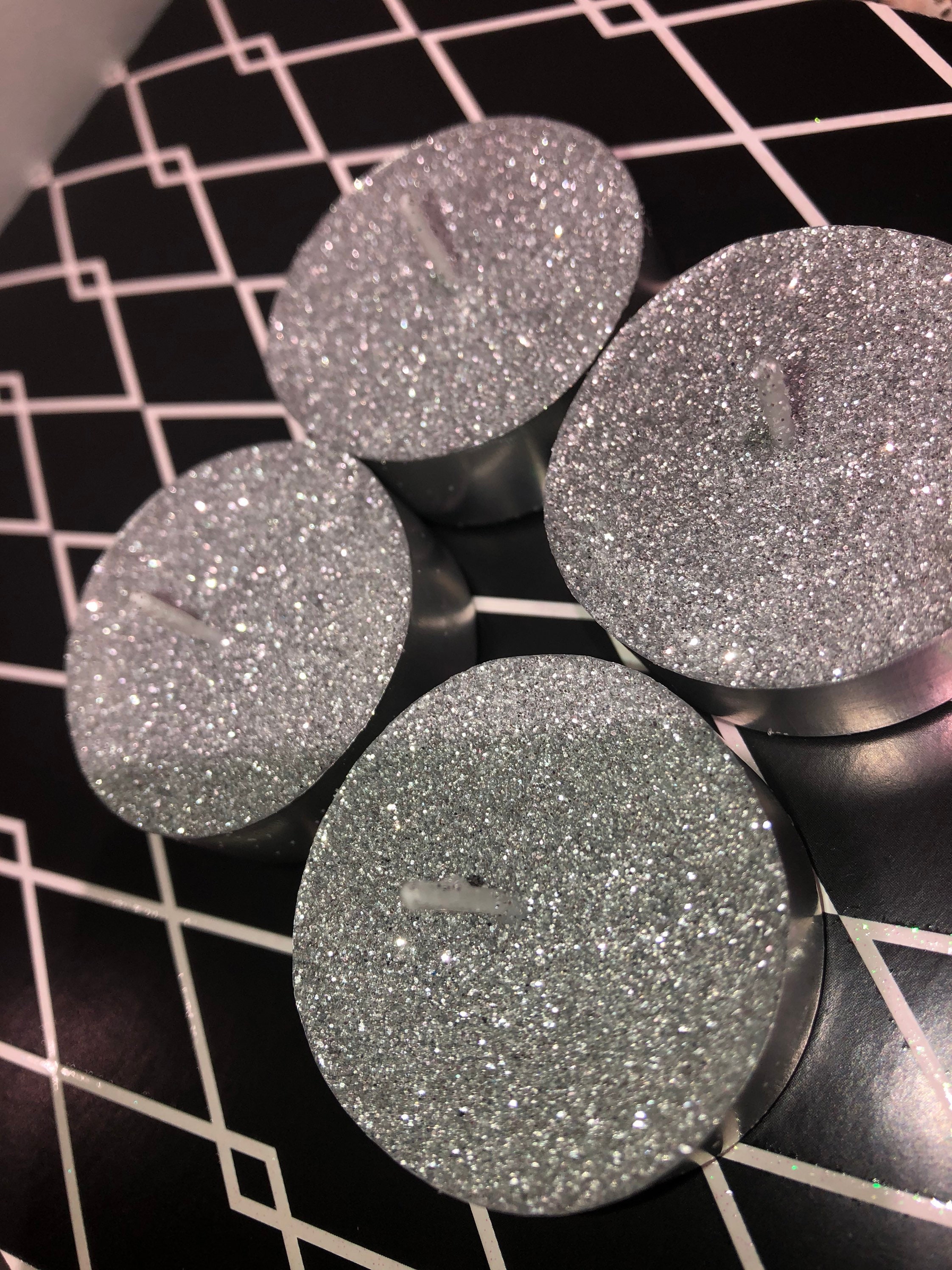 Silver glitter clearance tea lights