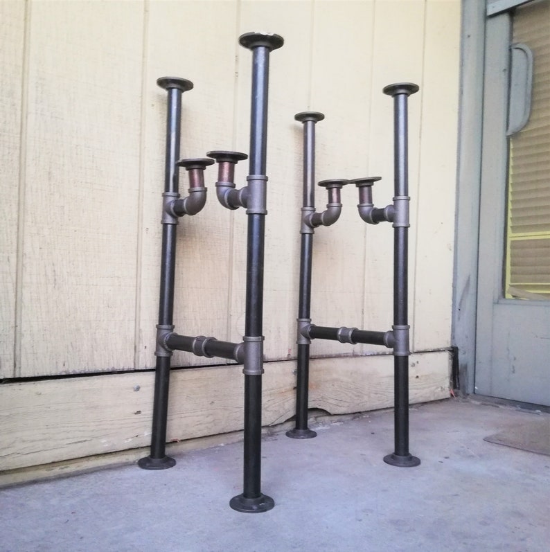 Table Legs With Shelfs Mountdining Pipe Table Legs W/ Shelves Etsy