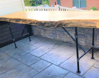 Black Iron Pipe Table Legs with Stabilizers, Heavy Duty