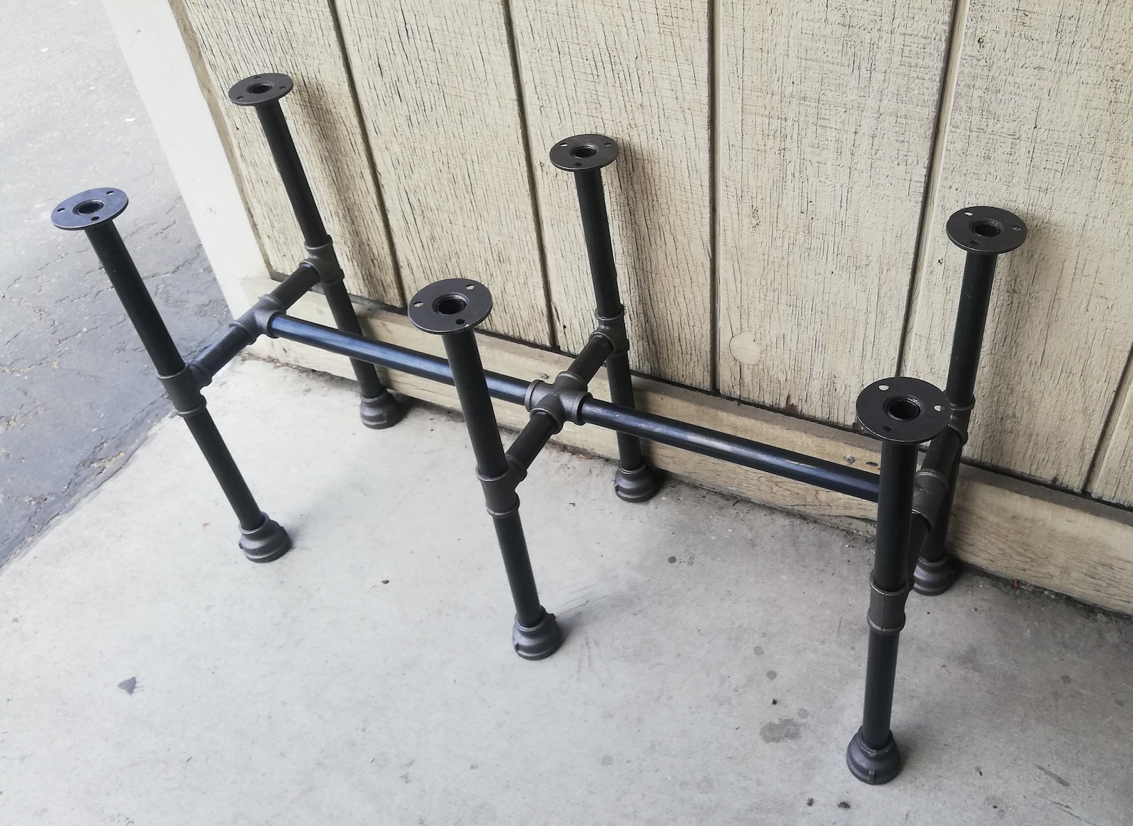 Industrial dining black pipe legs with 2 Support Leg and Etsy