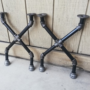 X - Pipe Table legs, rustic design industrial  pipe legs, industrial steel black iron legs, coffee table legs ,metal table legs, furniture