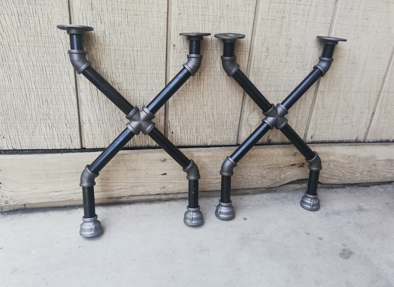 X Pipe table legs rustic design industrial pipe legs Etsy