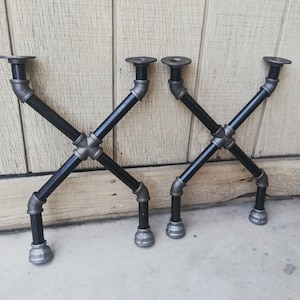 X - Table legs, rustic design industrial  pipe legs, industrial steel black iron legs, coffee table legs DIY, metal table legs, furniture