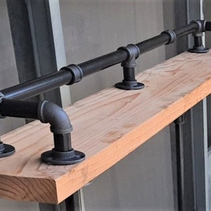Handmade Rustic Drinks Bar Rail: Black Iron Pipe, Custom Sizes