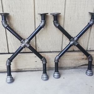 X - Table legs, rustic design industrial  pipe legs, industrial steel black iron legs, coffee table legs DIY, metal table legs, furniture