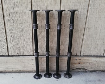 Black Industrial Pipe Table Legs, Rustic Steel Iron, DIY Furniture