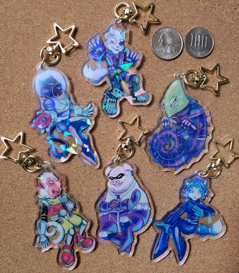 Star Wolf holo acrylic charms