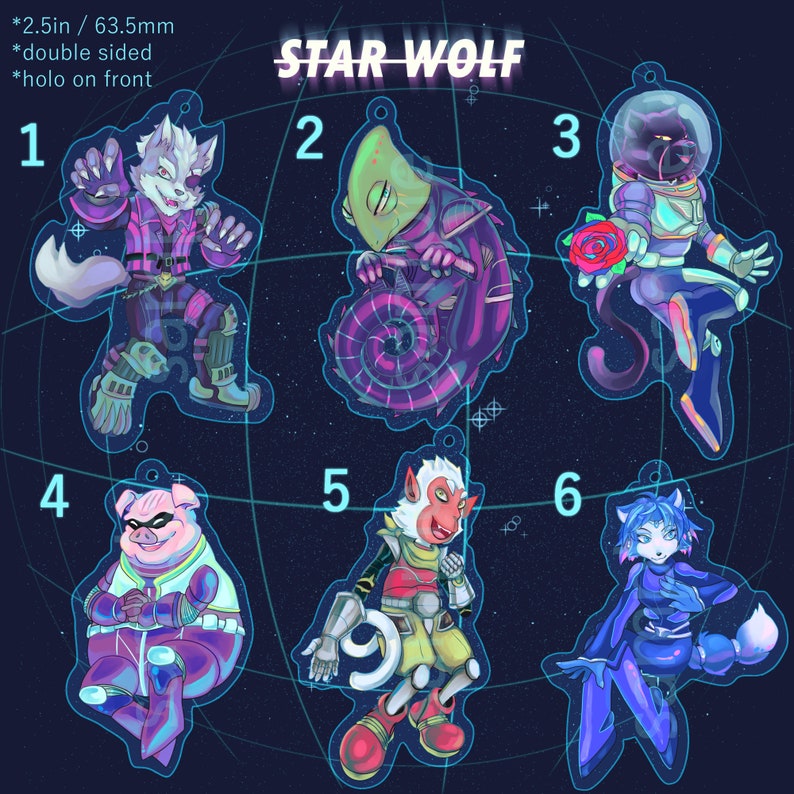 Star Wolf holo acrylic charms