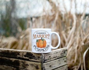 Farmers Market Fall Pumpkin Mug- pumpkin lovers- farmhouse decor- fall coffee mug