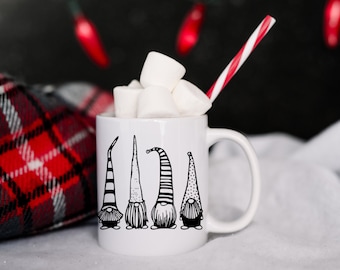 Gnome Mugs - Christmas - buffalo plaid - customized color