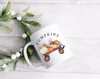 Hello fall mug - pumpkin - leaves