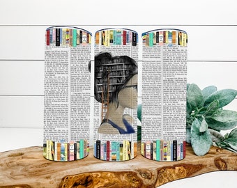 book worm-girl loves books- 20oz white shimmer tumbler