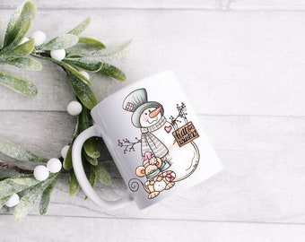 Snowman and Mouse Winter Mug