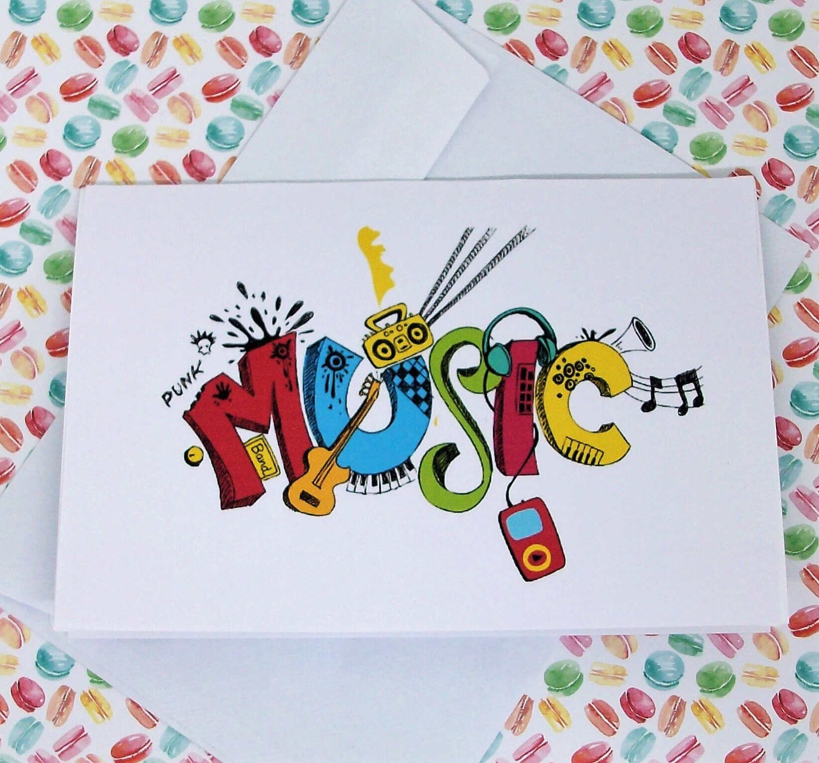 Music greeting card printable digital card blank inside Etsy