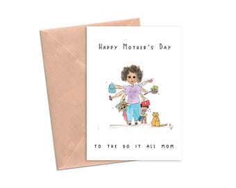 Printable Mother's Day Card, Funny Mother's Day Card For the Do It All Mom, Cards For Her