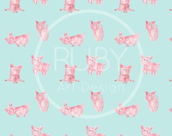 Cute Pig Seamless Pattern - Pig Theme Pattern, Digital Pattern for Design Projects