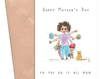 Mother’s Day Card, Funny Mothers Day Card For The Do It All Mom, Mothers Day Card, Cards for Her
