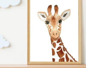 Giraffe Watercolor Printable Art, Nursery, Wall Art,
