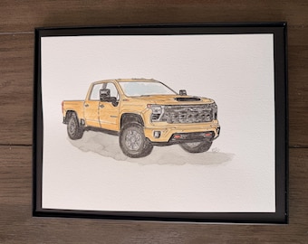 Custom Car Watercolor Portrait from photo/ Classic car Portrait/ Car lover Gift/ Custom Truck Illustration/ Personalized Gift/ Father’s Day