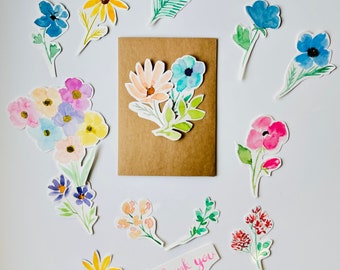 Original Watercolor Flowers Cut Outs, handpainted, perfect for  journaling, greeting card making or scrapbooking