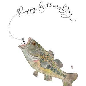 Tarjeta del Día del Padre Bass, Imprimible, Descarga Instantánea PDF, Tarjeta Feliz Día del Padre, Tarjeta del Día de los Padres Pescadores, Tarjeta de Pesca Bass, Para Papá