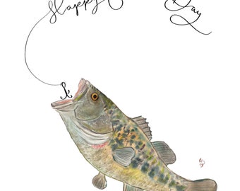 Bass Father's Day Card, Printable, Instant Download PDF,  Happy Father's Day Card, Fishing Fathers Day Card, Bass Fishing Card, For Dad