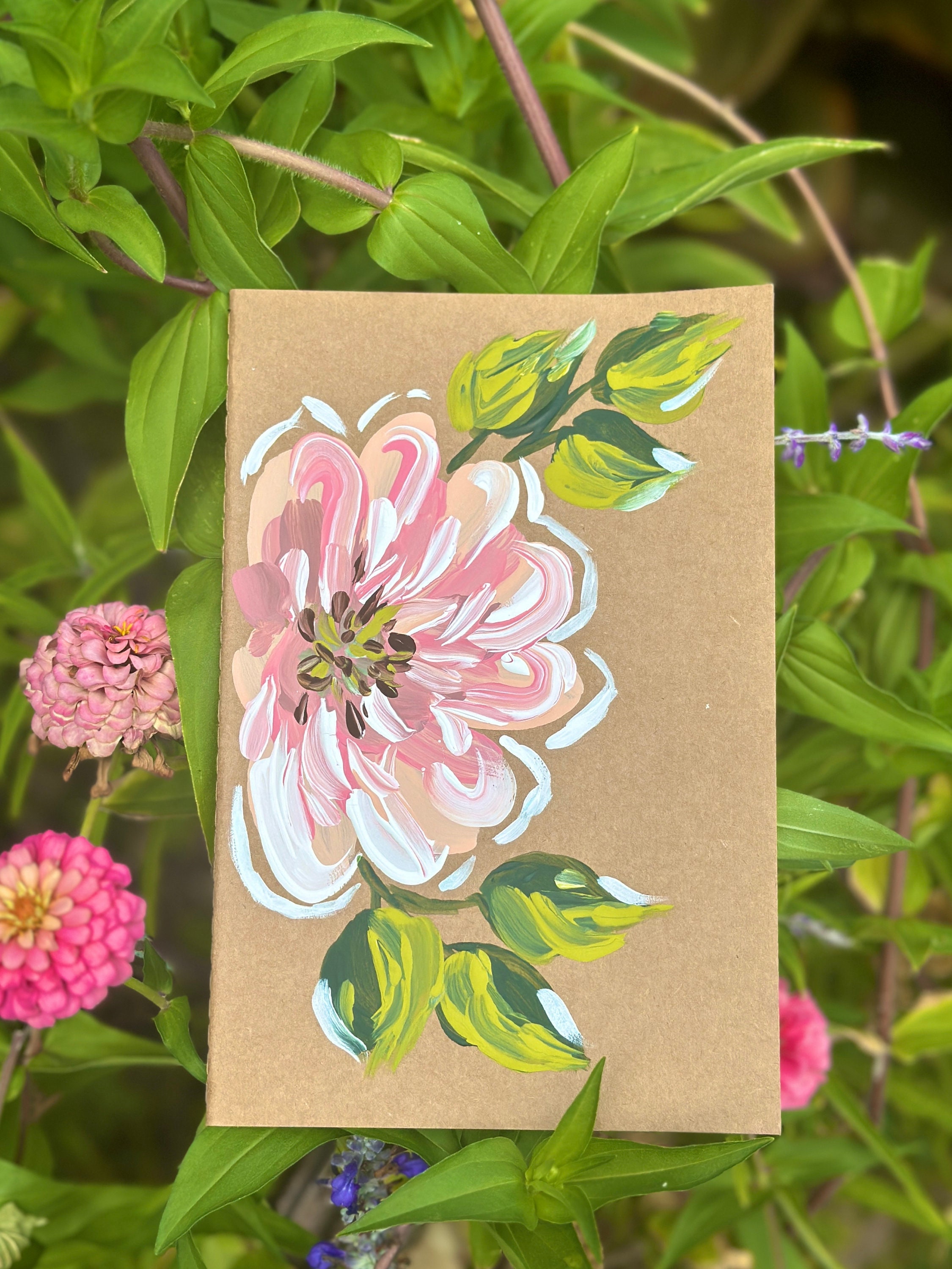 Hand Painted Journal, Hand Painted Cover Journal, Floral Painting ...