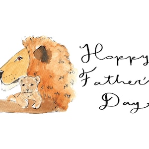 Lion Father's Day Card, Printable,Instant Download PDF,  Lion and Cub Fathers Day Card, Happy Father's Day Card, Card, Cute Fathers day Card