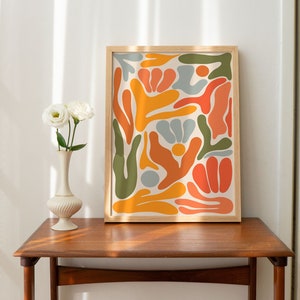 Abstrakter Kunstdruck: Retro 70er Jahre Boho Wanddeko