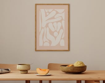 Beige abstracte kunstafdruk: modern minimalistisch muurdecor