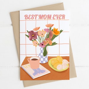 Mother's Day Card, Happy Mother's Day, Mother's Day Gift, Blank Inside, Floral Card, Handmade Card, Illustrated Art A6 Card image 1