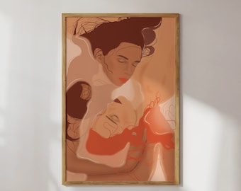 Lesbian Couple Art Print: Romantic LGBTQ Home Decor