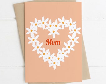 Mother's Day Card, Happy Mother's Day, Mother's Day Gift, Blank Inside, Floral Card, Handmade Card, Illustrated Art A6 Card