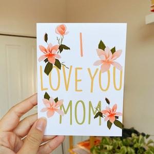 Tarjeta del Día de la Madre, Feliz Día de la Madre, Regalo del Día de la Madre, Interior en blanco, Tarjeta floral, Tarjeta hecha a mano, Tarjeta de arte ilustrado A6