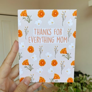 Tarjeta del Día de la Madre, Feliz Día de la Madre, Regalo del Día de la Madre, Interior en blanco, Tarjeta floral, Tarjeta hecha a mano, Tarjeta de arte ilustrado A6