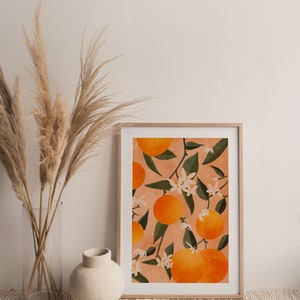 Citrus Botanical Print, Framed Citrus Art, Lemon Print, Wall Art, Fruit Print, Orange Botanical Illustration, Plant Print, Poster Hanger image 2