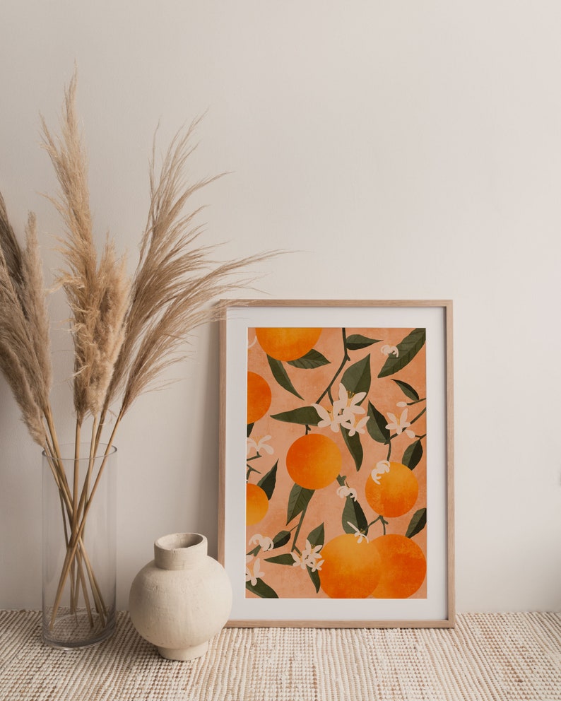 Citrus Botanical Print, Framed Citrus Art, Lemon Print, Wall Art, Fruit Print, Orange Botanical Illustration, Plant Print, Poster Hanger image 2