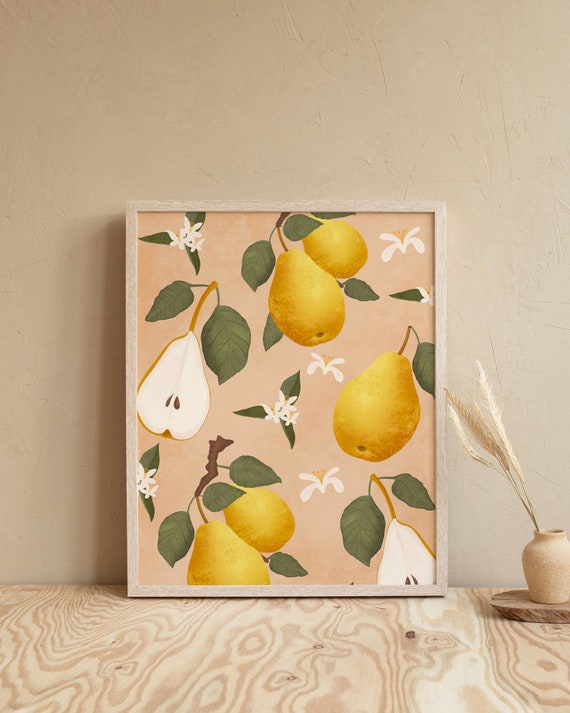 Pear Botanical Art Print: Kitchen & Dining Room Decor
