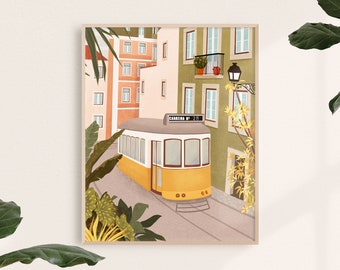 Lisbon Tram Art Print: Portugal Travel Poster