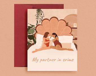 Queer Valentinstag Karte, Illustrierte feministische Grußkarte
