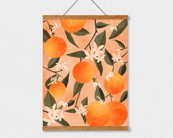 Citrus Botanical Print, Framed Citrus Art, Lemon Print, Wall Art, Fruit Print, Orange Botanical Illustration, Plant Print, Poster Hanger