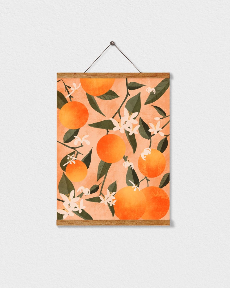 Citrus Botanical Print, Framed Citrus Art, Lemon Print, Wall Art, Fruit Print, Orange Botanical Illustration, Plant Print, Poster Hanger With Hanger