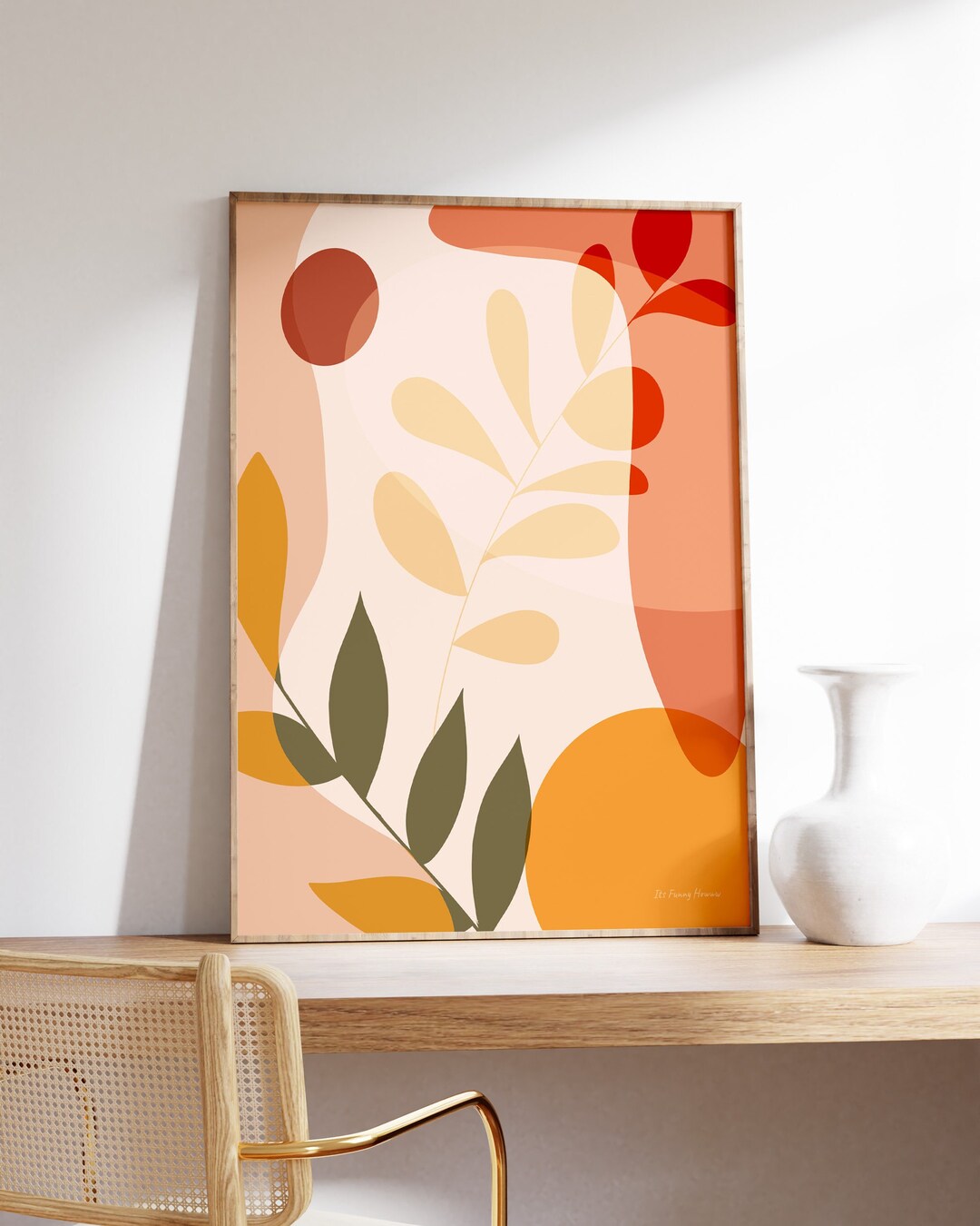 Boho Botanical Art Print: Abstract Earth Tones Leaves Wall Decor - Etsy